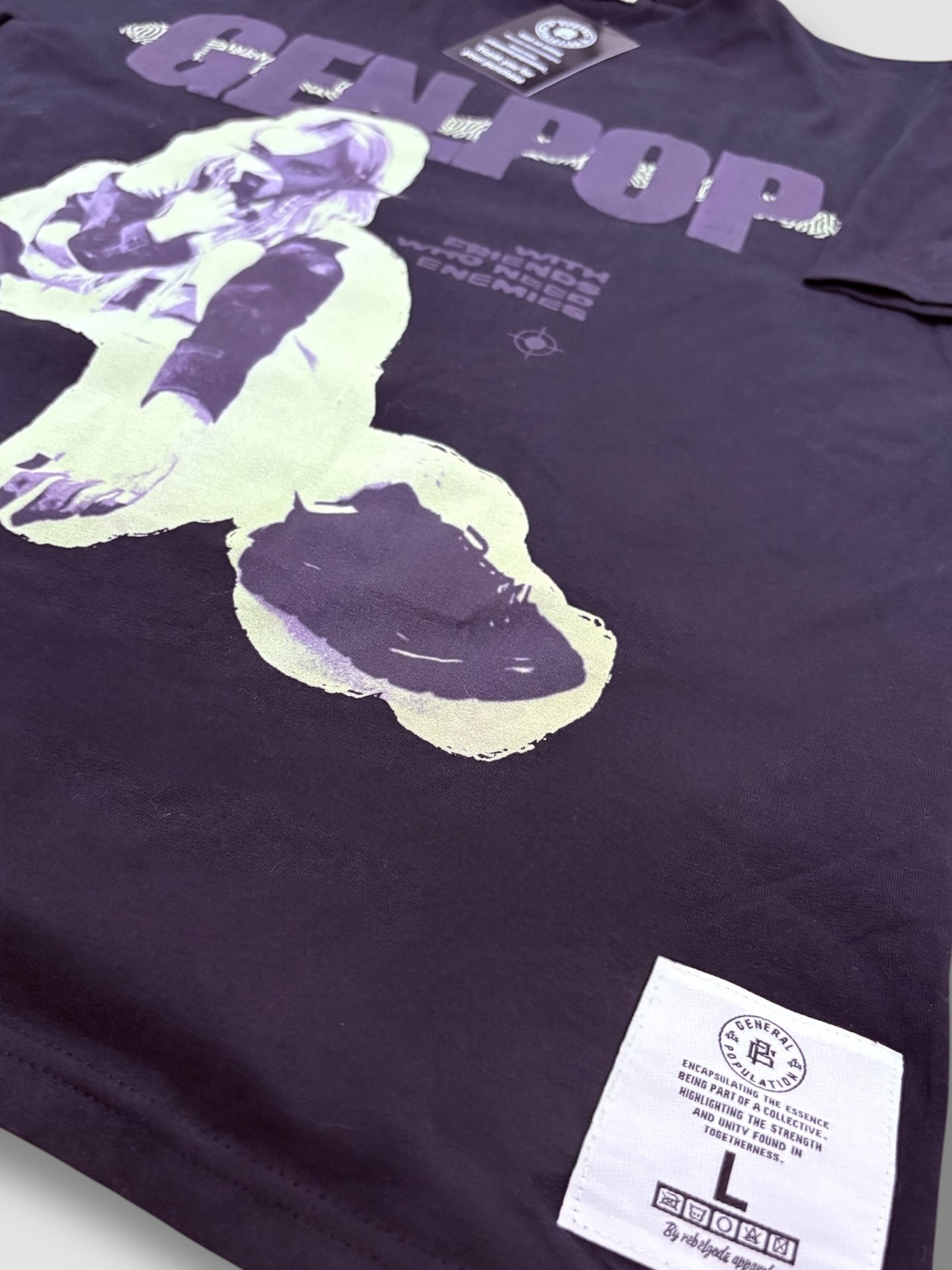 Oversized Lightweight Black T-Shirt with Light Green Logo