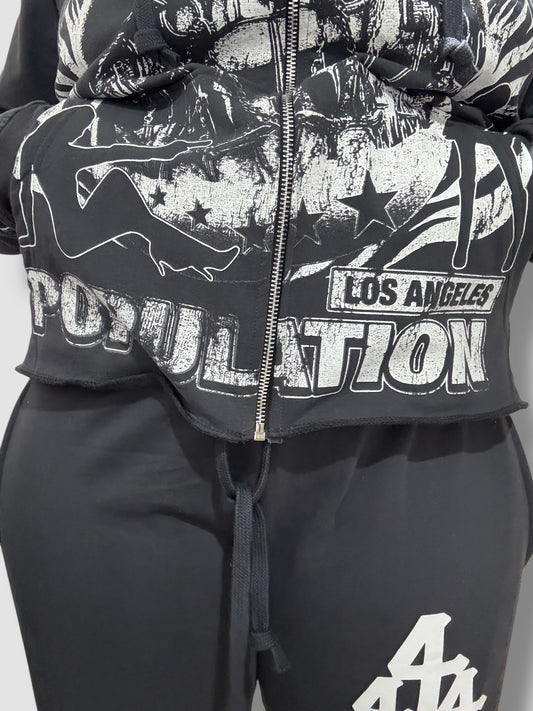 Drift Lightweight Cropped zip up Hoodie – Vintage Grey